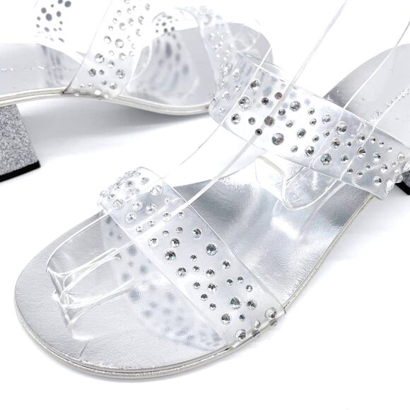 Giuseppe Zanotti Womens Size 38.5 Crystal-Embellished PVC Mules Sandals Silver - Picture 3 of 11
